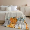 thumbnail image 3 of Flannel Fleece Throw Blanket Pumpkin Fall Thanksgiving Bird Lightweight Soft Plush Blankets,Watercolor Maple Leaf on Retro Linen Cozy Warm Throw Blanket for Couch Sofa Bed Car Office 40x50in, 3 of 9