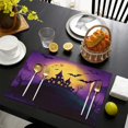 thumbnail image 7 of Scary Night Moon Castle Bat Halloween Placemats Set of 4 Autumn Halloween Place Mats Washable Anti-Skid Dining Table Mats for Party Kitchen Dining Decoration, 7 of 7
