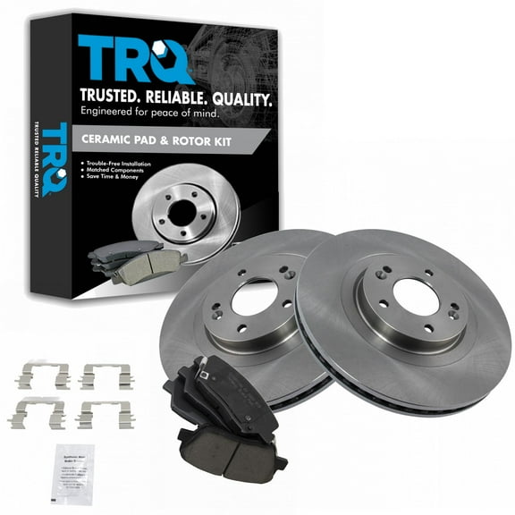 TRQ Front Brake Pad & Rotor Kit Brake Pads Brake Rotor Ceramic Fits Select 2013-2016 Hyundai Santa Fe Sport 2014 Kia Sorento