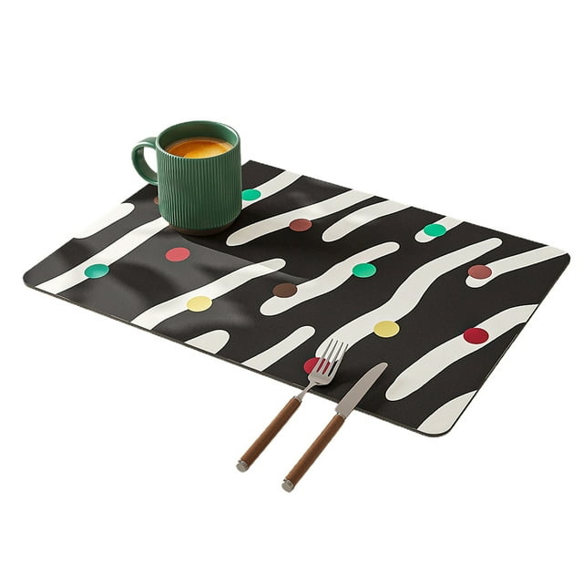 Flmtop Wear-Resistant Drain Mat Practical Dish Drying Mat Quick Dry Versatile Countertop Drain Mat Modern Placemats for Drinks Bar Home (Only Mat Included)