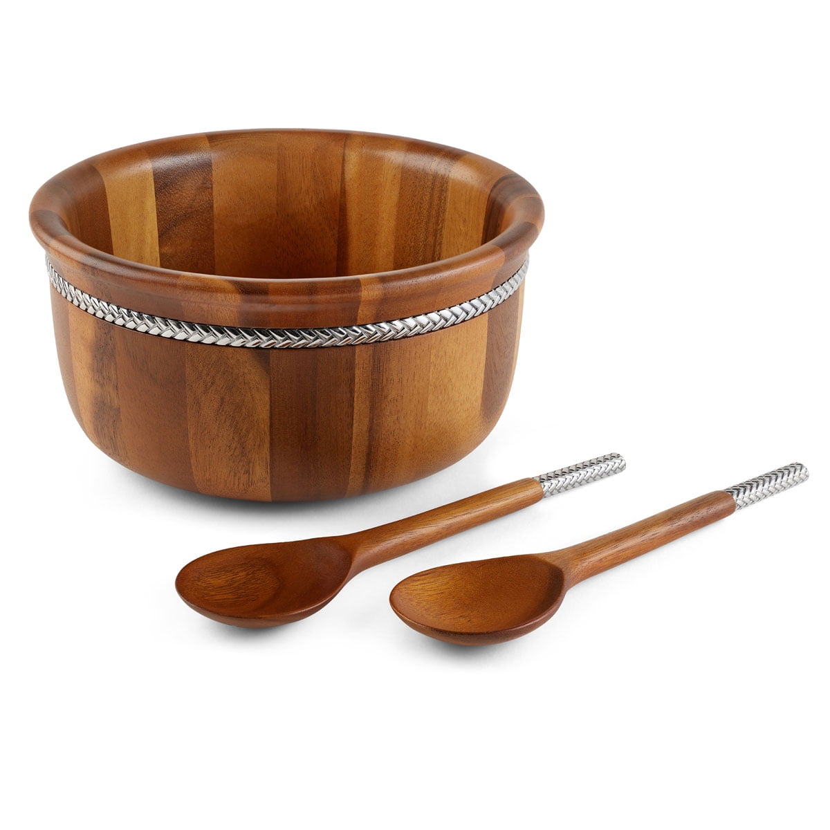 Nambe Braid Round Salad Bowl With Servers Natural Walmart Com Walmart Com