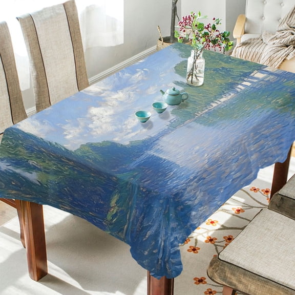 Yayeee Tablecloths for Rectangular Tables 54 x 54 inch Party Table Cover, Blue Sky and River