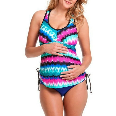 Catalina Maternity Tankini Swimsuit Top With Ruched Sides & Adjustable Ties