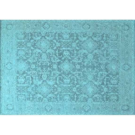Ahgly Company Indoor Rectangle Oriental Light Blue Traditional Area Rugs, 8' x 10'