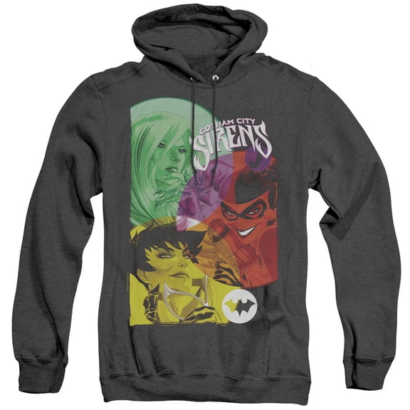 Batman Gotham Sirens Adult Heather Hoodie Sweatshirt Black
