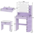 thumbnail image 4 of ICEELF Purple Makeup Vanity with Chair, Small Vanity Desk with Mirror & 3 Color Lights, Girls Vanity Set with Power Outlet for Small Space, 4 of 8
