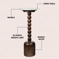 thumbnail image 2 of JONATHAN Y Turner 24.5" Designer Cottage Spindle Wood Column Drink Table and Decorative End Table with White/Beige Marble Round Top, Dark Brown, END3002C, 2 of 5