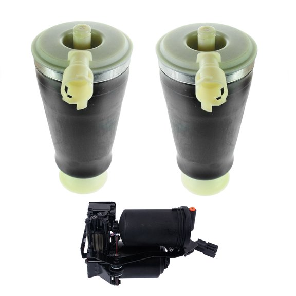 TRQ Rear Air Suspension Spring Bag Compressor Kit Set 3pc for Crown Vic Town Car PAA80099
