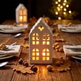 thumbnail image 3 of White Ceramic Christmas Village House Tea Light Holder, Decorative Seasonal Accent, Versatile Display, for Christmas Tree, Mantel, Shelf, Doorway, Living Room and Holiday Party Decor, 3 of 7