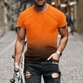 thumbnail image 2 of Men's Short Sleeve Polyester T Shirts Gradient Color Crew Neck Basic Tee Lightweight Beach Gym Casual Tops M-5XL (3XL, Orange), 2 of 5