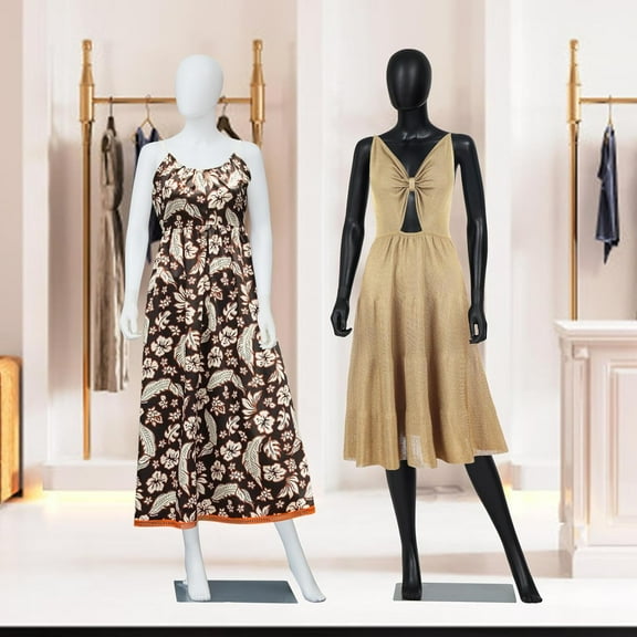 Kinbor White and Black Female Mannequin Set - 6 Ft Detachable Dress Form Display Mannequin Stand with Metal Base, 2 Pieces Adjustable for Clothing Shops, Clothing Design