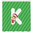 thumbnail image 3 of Ambesonne Christmas Alphabet Shower Curtain, Young Female K, 69"Wx75"L, Green Dark Coral and White, 3 of 3