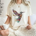 thumbnail image 4 of Women's Floral Hummingbird Graphic T-Shirt – Vibrant Flower Design Casual Tee, Cute Colorful Nature Art Top, 4 of 7