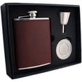 thumbnail image 1 of Kenton 6 oz Brown Leatherette Stellar Flask Gift Set, 1 of 1