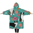 thumbnail image 2 of Oversized Wearable Blanket Hoodie,Australian Shepherd Pioneer Flower Sherpa Blanket Hoodie with Super Pockets,Super Warm Fuzzy Pullover for Women & Men, 2 of 6