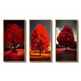 thumbnail image 2 of Designart « Majestueux Arbre Rouge Capturé en Photographie de Nature » Arbres de Paysage Ensemble d'Art Mural Encadré de 3 - Ensemble de Cadres Arbres Rouges pour Déco de Bureau, 2 of 6