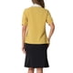 thumbnail image 3 of CAMISA DE TRABAJO DE MANGA CORTA CON VOLANTES Y BOTONES PARA MUJERES CON COLLAR EN CONTRASTE Y LAZO XL AMARILLO, 3 of 5