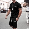 thumbnail image 6 of Valora Men Fahion Outfit Men's Suits Product Category Refined Casual T Shirt Top and Shorts Set for Daily Wear Modern Street Style Comfortable Summer Materials for Men Black 2XL, 6 of 6