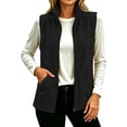 thumbnail image 3 of Busydd Fleece Vest Women Fashion Zip Up Sleeveless Stand Collar Fall Vest Casual Comfortable Solid Color Outerwear Vests with Pockets, 3 of 10