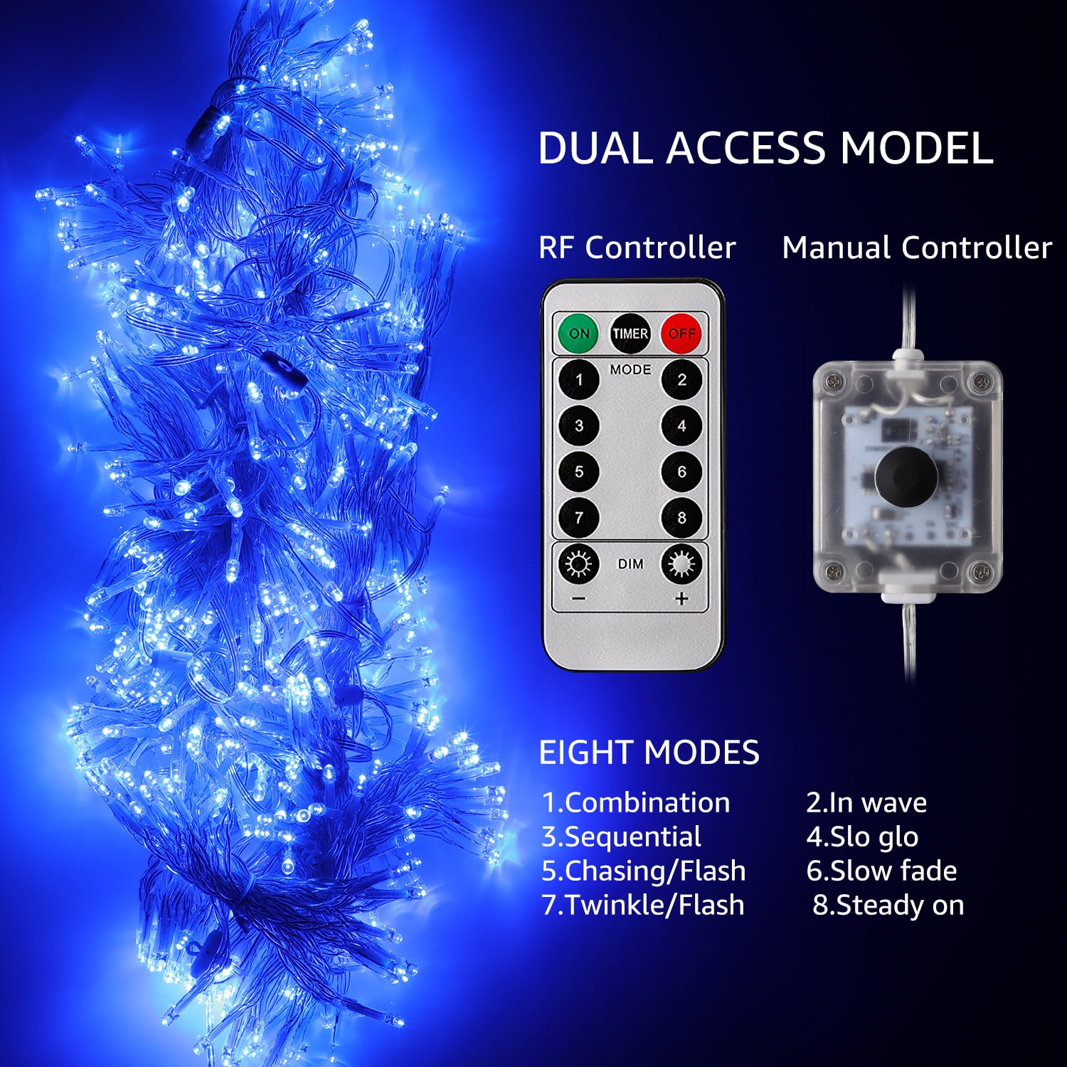 600 LEDs Curtain Light with Remote, Blue