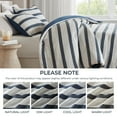 thumbnail image 6 of Regency Heights Full/Queen Comforter Set, Striped Texture Bedding Comforter Sets, 3 Pieces Tonal Stripes Woven Comforter with Pillow Sham, Blue, 6 of 11
