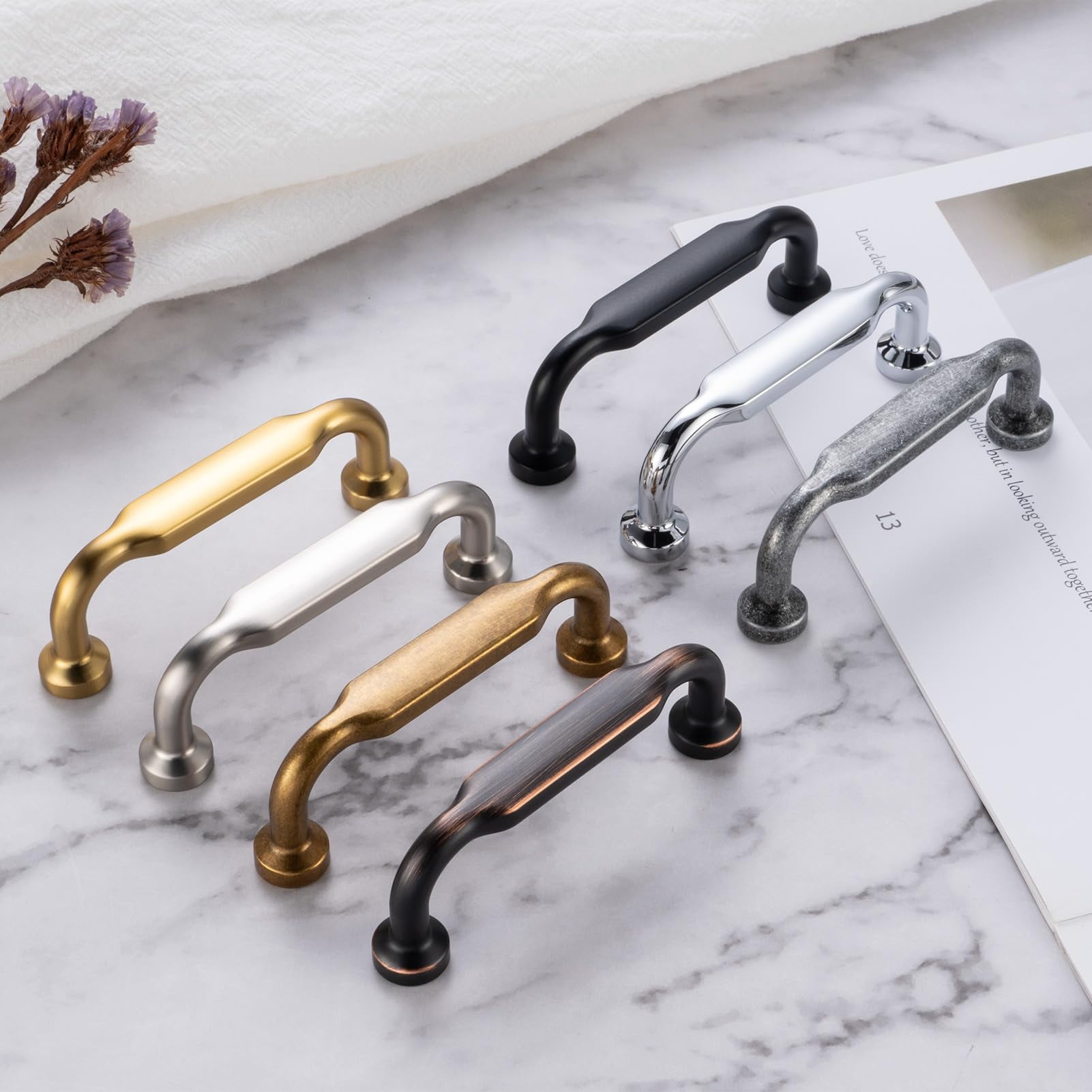 10 Pack 1-1/4 Inch Antique Brass Cabinet Knobs Vintage Brass Drawer Knobs Round Brass Cabinet Pulls, ZK2302 Kitchen Hardware for Cabinets Drawers Bedroom Dresser Cupboard Bathroom Vanity Closet