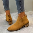 thumbnail image 4 of NECHOLOGY Botas Mujer Adulto Femenino Zapatos Botines de mujer Botas de mujer con cremallera trasera y tacón grueso puntiagudo de tamaño de otoño e invierno (Khaki, 7.5), 4 of 7