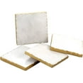 thumbnail image 3 of Marble Coaster, White Marble Square Coaster with Gold Edge, Set of 4, Handmade Hammered Texture Edge, 4-inch, 3 of 8