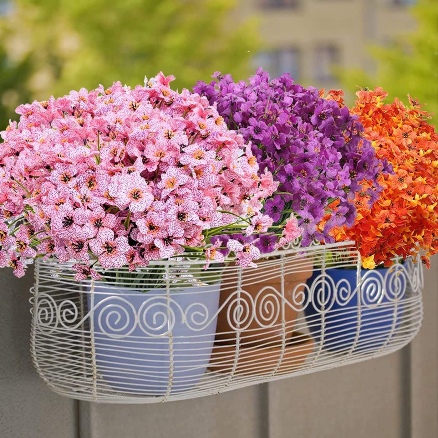 Artificial Flowers Outdoor, 20 Bundles Artificial Plants UV Resistant Fake Plants for Outdoors Outside Front Porch Window Box Hanging Planter Decoration