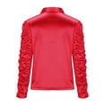 thumbnail image 3 of GigrtiJin Women V Neck Ruched Crop Tops Long Sleeves Button down Blouse Spring Fall Solid Color Trendy Shirts, 3 of 7