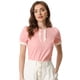 thumbnail image 1 of Allegra K Camiseta de manga corta con volantes de algodón para mujer Blusa informal con media tapeta y encaje con volantes Rosa S, 1 of 5