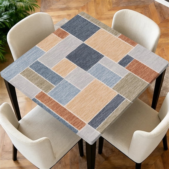 ARTSLION Square Tablecloth Washable Table Cover 54"x54" And 60"x60", Waterproof Square Table Cloth For Indoor And Outdoor, ,34 In,Earthy Block