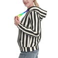 thumbnail image 2 of Balery Black And White Thick Stripes Pattern Womens Long Sleeve Hoodie, Pullover Hooded Sweatshirt, Kangaroo Pocket Hoodie with Eye-catching Drawstrings-Medium, 2 of 7