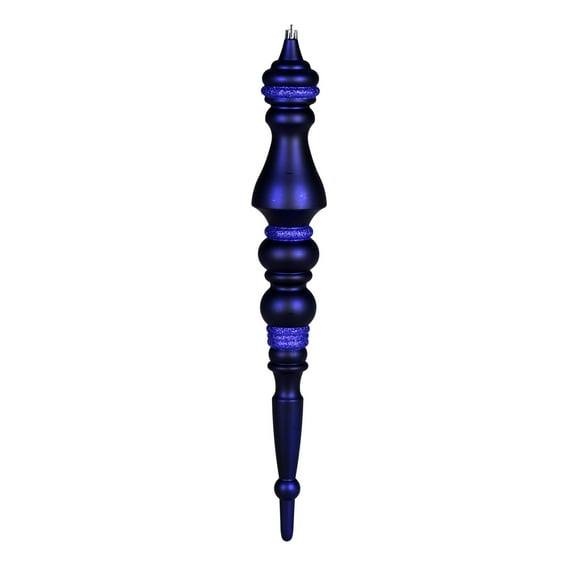 Vickerman 20" Cobalt Blue Matte Finial 1/Bag. This ornament features a drilled cap with looped wire to ensure that decorating is a breeze. This ornament is made with shatterproof plastic to reduce the