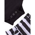 thumbnail image 5 of Bébé Été Tenues Enfant en Bas Âge Sans Manches Col Rond Lettre Romper Volant Rayé Short Polka Point Arc Bandeau, 5 of 5