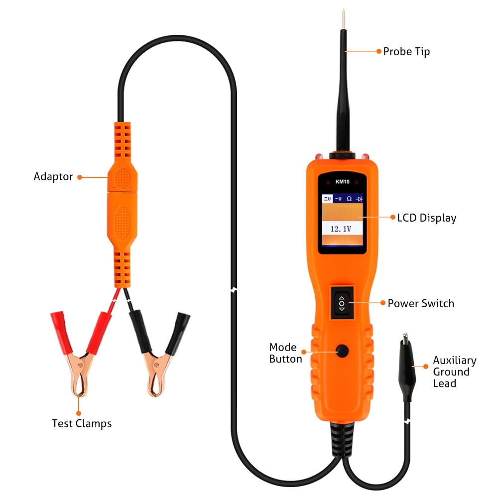 KM10 Automotive Circuit Tester Power Probe Kit Diagnostic Test Tool Vehicle Voltage Signal Diagnostic/Components Activated/Continuity Short Testing for 12-24V Auto Electrical System KM10 Automotive Circuit Tester Power Probe Kit Diagnostic Test Tool Vehicle Voltage Signal Diagnostic/Components Activated/Continuity Short Testing for 12-24V Auto Electrical System