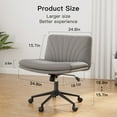 thumbnail image 4 of CHITOOMA PU Armless Office Desk Chair with Wheels,PU Leather Cross Legged Wide Chair,Mid Back Adjustable Swivel Computer Task Chairs Vanity Chair for Home,Office(Gray), 4 of 7