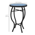 thumbnail image 2 of Round Outdoor Mosaic Bistro Table, Multi-Color Ceramic Top with Powder-Coated Steel Frame, Small Patio Side Table or Plant Stand for Garden, Balcony, and Porch, 13.8" x 21.3", 2 of 7