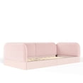 thumbnail image 4 of Twin Size Upholstered Floor Daybed Frame for Kids, Half-Enclosed Montessori Platform Bed with 3-Sided Surrounding Guardrails, 4 of 9