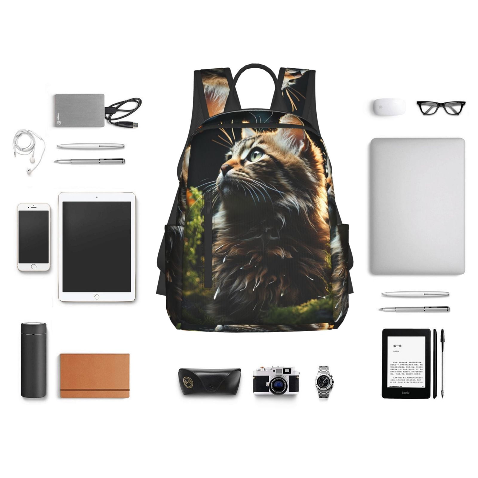 Hirioo Realistic Style Cute Cat for Lightweight Backpack, Durable and Comfortable, Ideal for Travel, School, Hiking, and Everyday Use