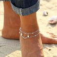 thumbnail image 3 of Tobillera de tres capas, pulsera de tobillo, cadena de pie con hojas, accesorios, joyería para pies para mujeres y niñas, 3 of 5