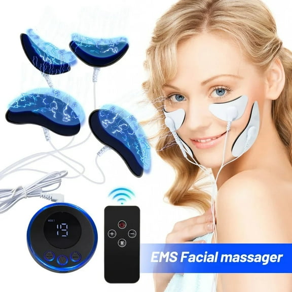 Luniquz EMS Facial Massager Eye Face Lift Skin Tightening Anti-Wrinkle V-Shaped Face Muscle Stimulator Beauty Device, with Remote Control