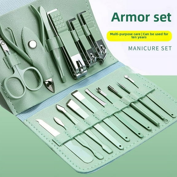 Premium 16-Piece Nail Grooming Kit for Home Stainless Steel Clippers Pedicure Set and Travel Case Included Manicure Set