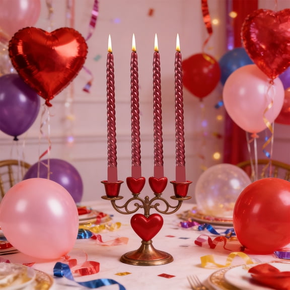 Mlkoz Valentine's day Decor, 4pcs/box Net Red Restaurant Plating Thread Candle Long Pole Candle Romantic Wedding Decoration Wax Candle, Women Gifts