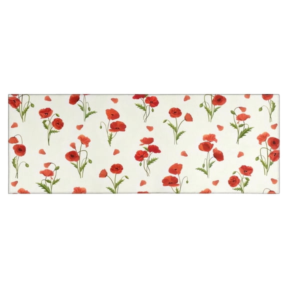 Pioneer Flower Floral Print Pattern Kitchen Rug Mat,Kitchen Runner Rugs Non Skid Washable,Decorative Kitchen Floor Mats for Kitchen,Sink,Laundry,17"X47"