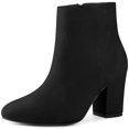 thumbnail image 1 of Unique Bargains Bottines à Talons Hauts Épais à Bout Rond pour Femmes Noires (Taille 7), 1 of 6