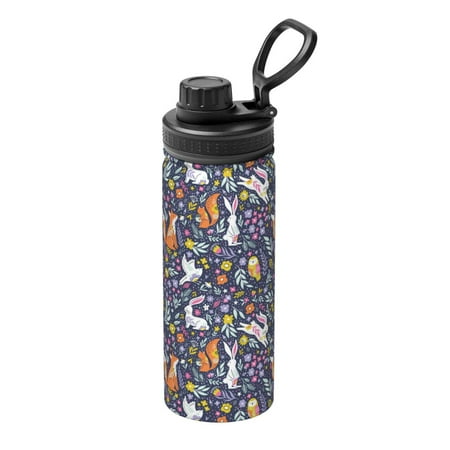 

Ocsxa fox rabbit leaf colorful Print 18oz Stainless Steel Water Bottle Unisex Water Bottle Insulated Sports Water Cup Flask for Cold Water Drinks/Sports/Travel/Car/School