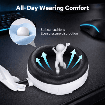 Gaming Headsets with Noise Cancelling Microphone, Xbox One & PS5 PS4 Headphones, High-Quality Stereo Sound, LED Light, Soft Memory Earmuffs for Ultimate Comfort, Wired Over-Ear Headset for PC, Laptop