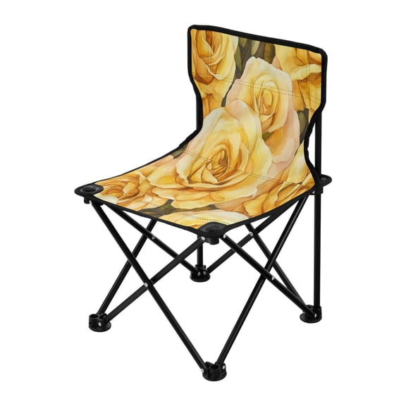 Outdoor Folding Chair 14.46x14.46x22.83 Inches, Camping Folding Chair Easy to Carry Ideal for Outdoor Picnics Camping Park Fishing Gold Roses Seamless