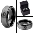 thumbnail image 4 of Tungsten Yin Yang Mythical Unicorns Band Ring 8mm Men Women Comfort Fit Black Step Bevel Edge Brushed Gray Polished, 4 of 4